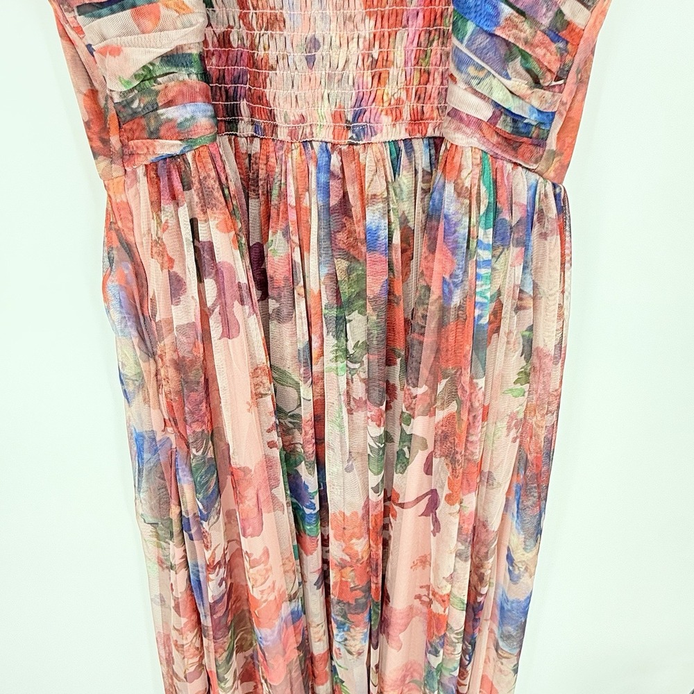 Lace & Beads Petite Corset Tulle Midi Dress Floral Garden Wedding Size 14 - Picture 12 of 16